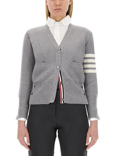 Thom Browne V-neck Cardigan In Grey