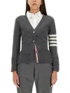 Thom Browne 4-bar Merino Wool Cardigan In Grey