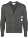 Thom Browne Signature Stripe Cotton Cardigan In Grey