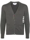 Thom Browne Signature Stripe Cotton Cardigan In Grey