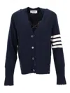 Thom Browne Gingerbread Cookie-intarsia Buttoned Cardigan In Azul Oscuro