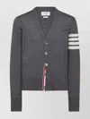 Thom Browne Classic V Neck Cardigan In Fine Merino Wool With 4 Bar Stripes Clothing In Multi