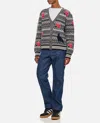 THOM BROWNE V NECK CARDIGAN IN SHETLAND WOOL AND MOHAIR