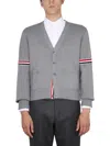 Thom Browne V-neck Cardigan In Light Grey