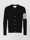 Thom Browne Classic V-neck Cardigan In Fine Merino Wool With 4bar Stripes Clothing In Black