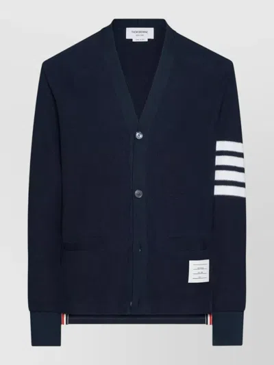 Thom Browne V-neck Cotton Cardigan In Blue