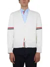 Thom Browne Men's V-neck Cardigan In White