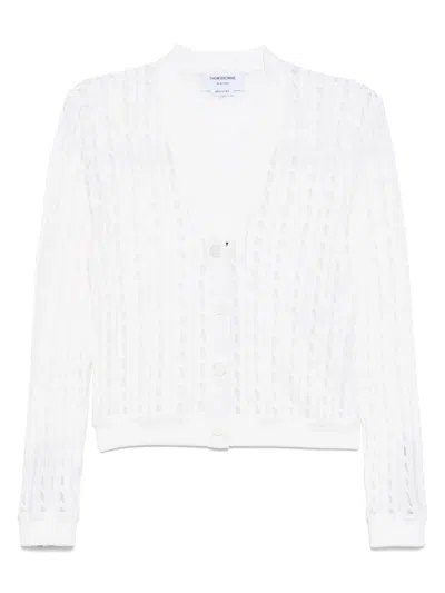 Thom Browne V-neck Cardigan In White