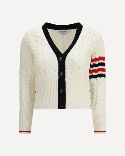 Thom Browne V-neck Cardigan In White