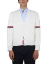 Thom Browne Tri-colour Stripe Sleeve Sweater In White