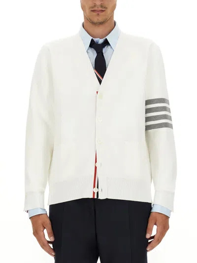 Thom Browne V-neck Cardigan In White