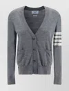 Thom Browne 4-bar Merino Wool Cardigan In Gray