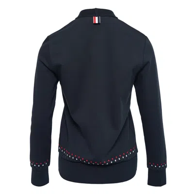 Thom Browne V Neck Cardigan With Snowflake In Blue