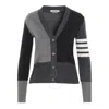 Thom Browne Gray Funmix 4-bar Classic V-neck Cardigan In Grey
