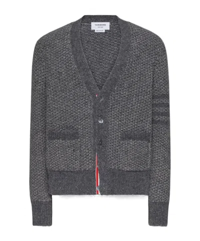 Thom Browne V-neck Chunky-knit Cardigan In Gray