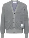Thom Browne V-neck Cotton Cardigan In Grey