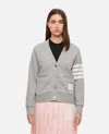 Thom Browne Four Bar Stripe Cotton Blend Knit V-neck Cardigan In Grey