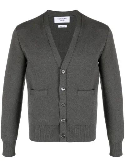 THOM BROWNE V-NECK COTTON CARDIGAN