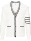 Thom Browne V-neck Cotton Cardigan In White