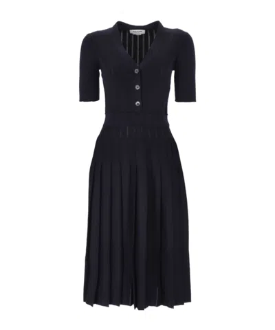 Thom Browne V-neck Dress In Blue