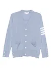 Thom Browne 4-bar Virgin Wool Cardigan In Blue