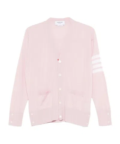 Thom Browne V-neck Fine-knit Cardigan In Brown