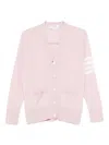 Thom Browne V-neck Fine-knit Cardigan In Pink