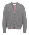 Thom Browne Rwb-stripe Wool Cardigan In Gray
