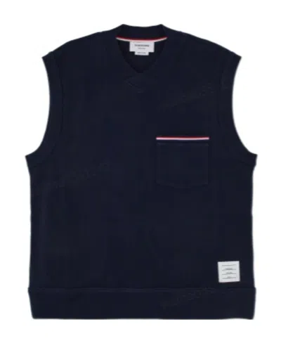 Thom Browne V-neck Knitted Vest In Black