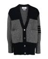 Thom Browne Block Design V-neck Sweater Pockets In Black