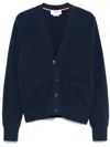 Thom Browne V-neck Silk Cardigan In Blue