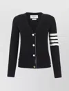 Thom Browne V-neck Striped Sleeve Cotton Cardigan In Black