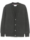 Thom Browne Gray Wool Fleece Oversized V Neck Cardigan