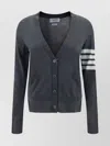 Thom Browne Classic V-neck Cardigan In Cashmere With White 4-bar Sleeve Stripe