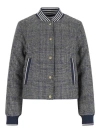 Thom Browne Padded Houndstooth Jacket With Grosgrain Tab In Blue