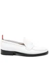 Thom Browne Varsity Leather Penny Loafers In White