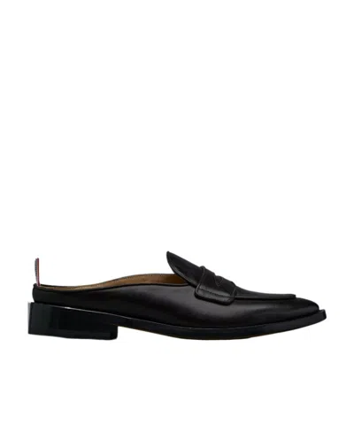 Thom Browne Varsity Slip-on Penny Loafers In Black