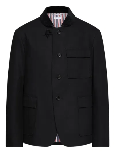 THOM BROWNE VELVET-COLLARED PATCH-POCKET JACKET