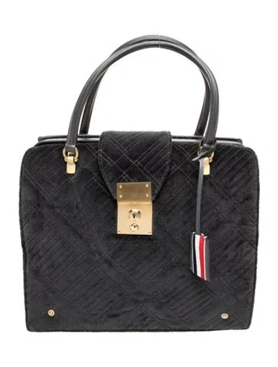 Pre-owned Thom Browne Velvet Top Handle Bag In Black