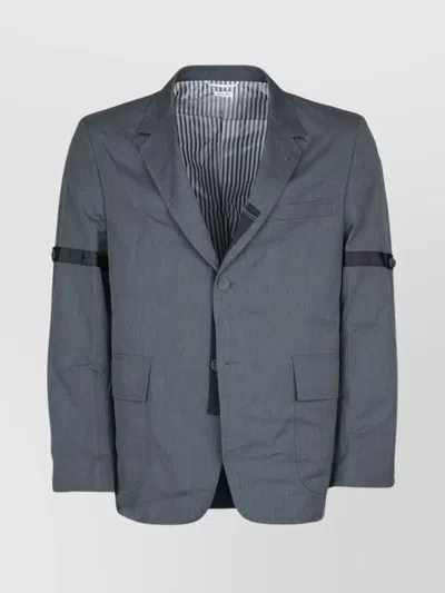 Thom Browne Vent Jacket Cuffs Pockets Lapel In Gray