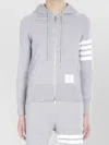 Thom Browne Versatile 4-bar Stripe Zip-up Hoodie In Grey