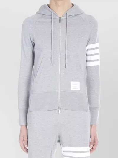 Thom Browne Versatile 4-bar Stripe Zip-up Hoodie In Grey