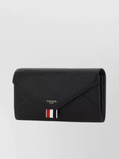 Thom Browne Versatile Leather Fold Wallet In Black