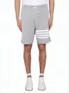 Thom Browne Vertical Pinstripe Shorts With Drawstring Waistband And Bold Accents In Gray