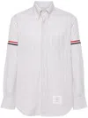 Thom Browne Vertical Stripe Button-down Shirt With Rwb Detail In Multi