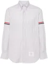 Thom Browne Vertical Stripe Button-down Shirt With Rwb Detail In Multi