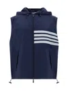 Thom Browne 4-bar Stripe Ripstop Hooded Gilet In Navy