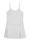 Thom Browne Adjustable Straps Pleated Minidress In Grey