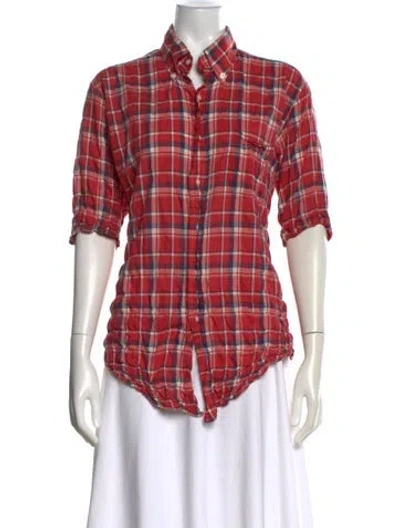 Pre-owned Thom Browne Vintage Plaid Print Button-up Top In Red