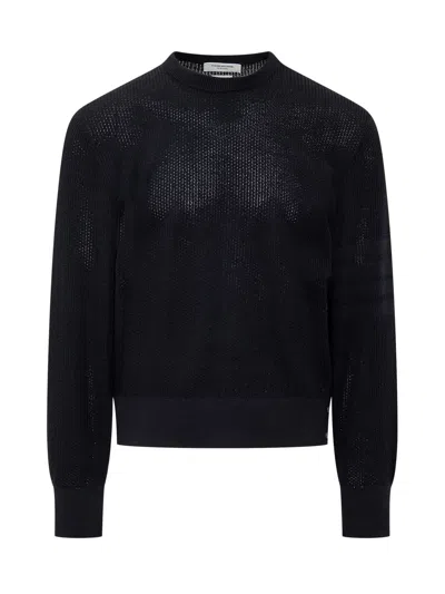 Thom Browne Virgin Wool 4bar Pullover In Blue